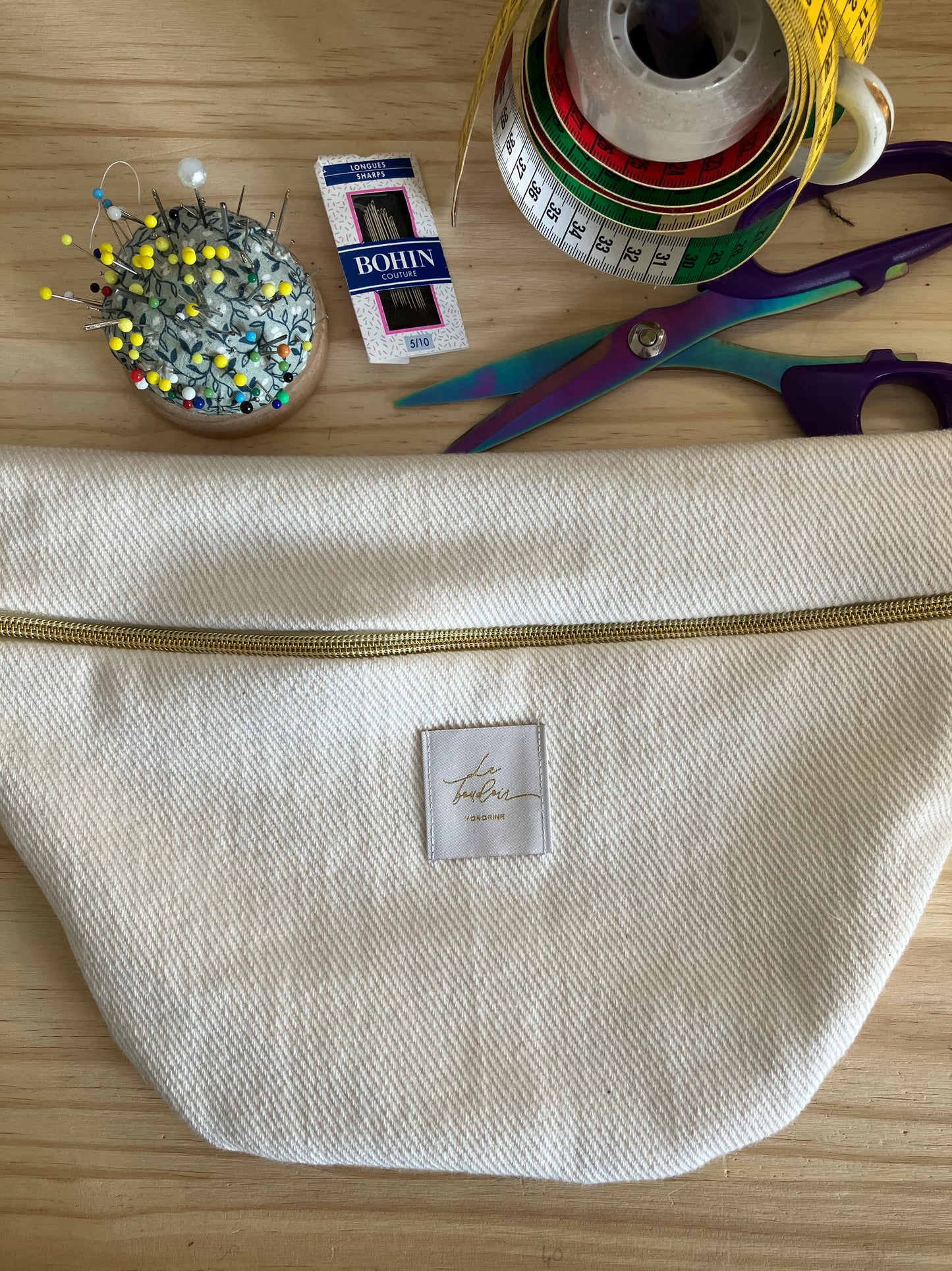 Sac banane jacquard beige