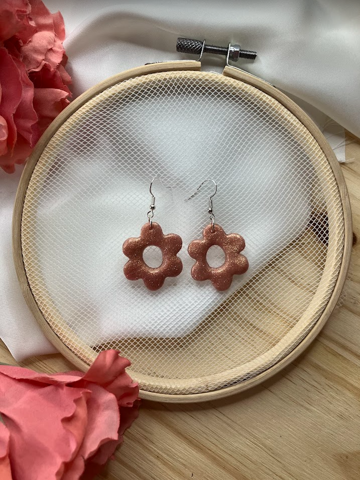 Boucles d'oreilles Grandes fleures rondes