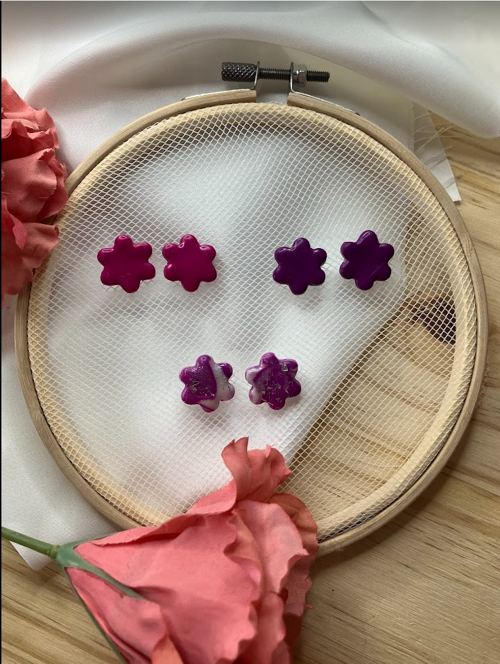 Boucles d'oreilles puces fleurs
