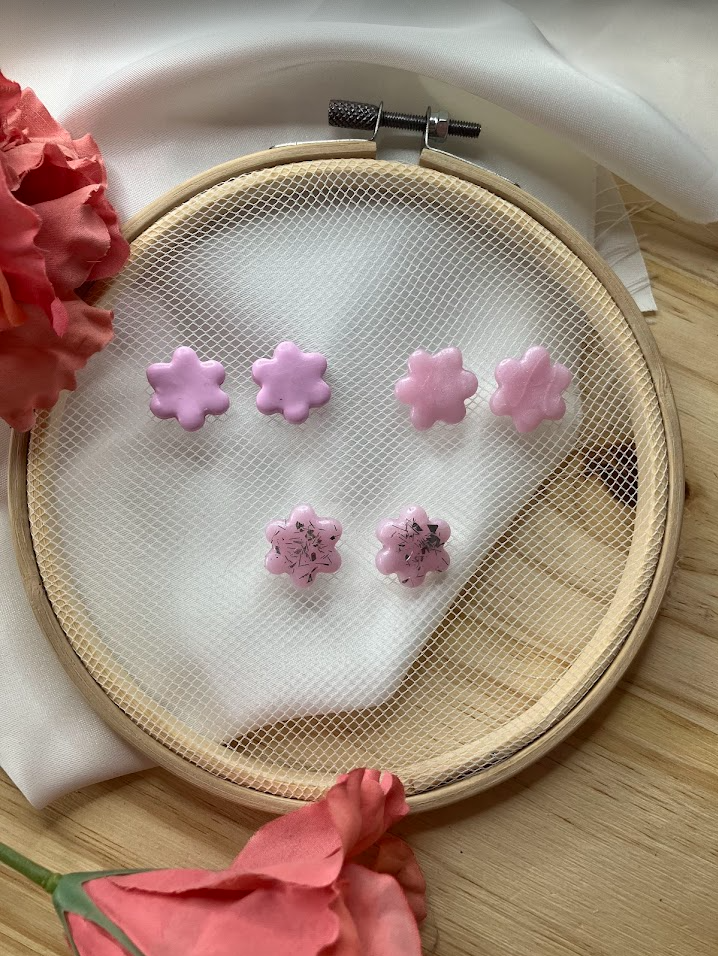 Boucles d'oreilles puces fleurs