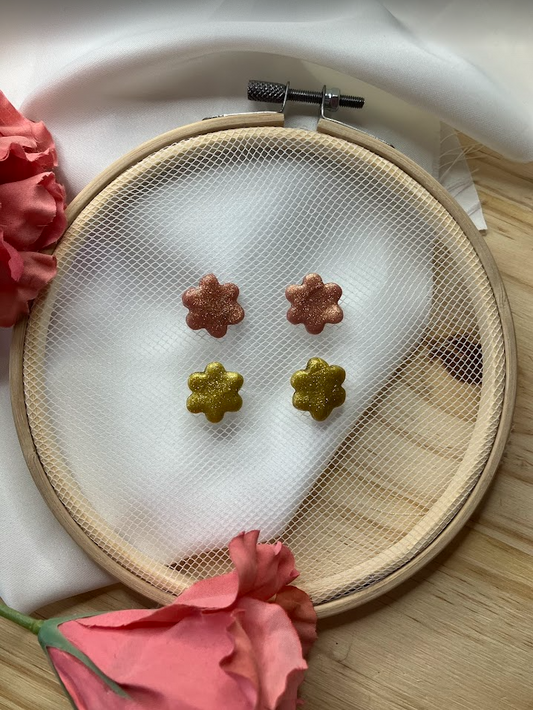 Boucles d'oreilles puces fleurs