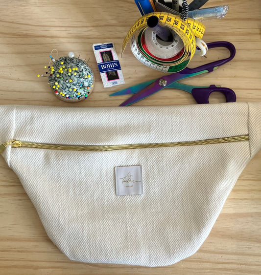 Sac banane jacquard beige